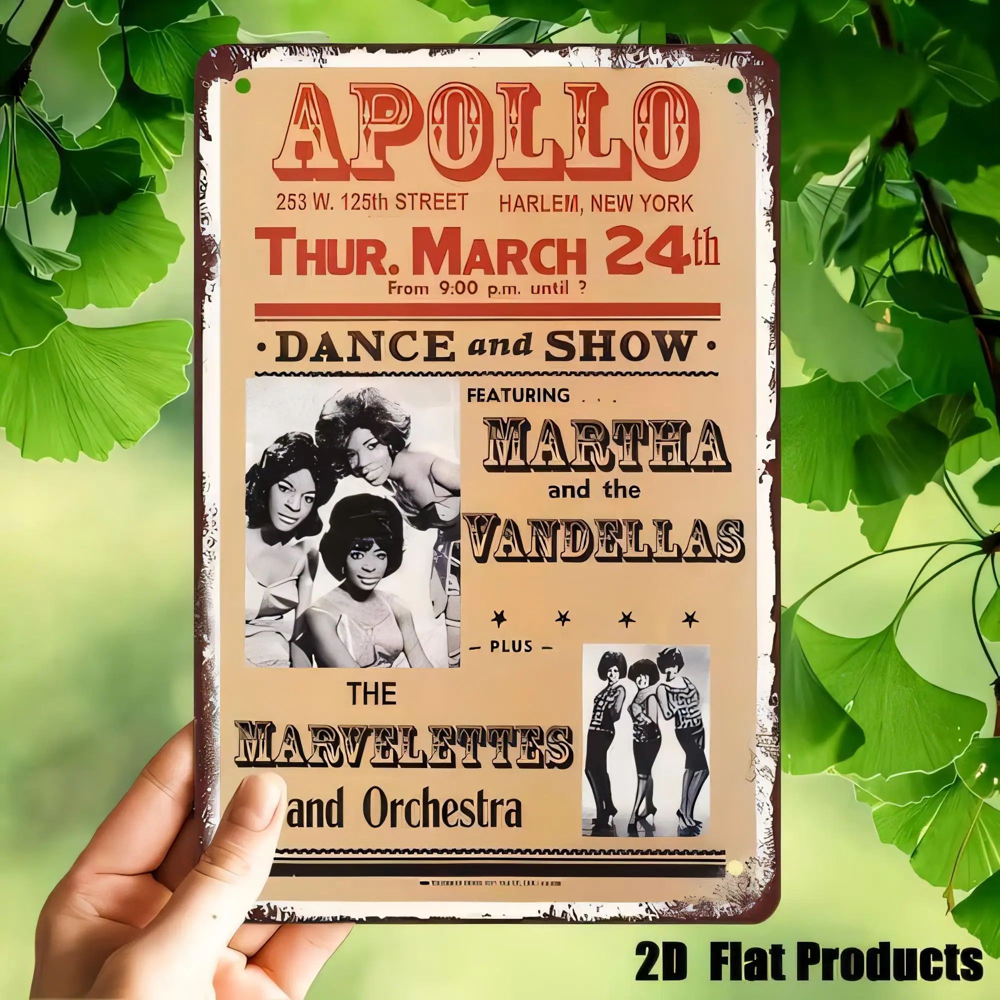 Tin Sign Vintage Apollo March 24th Retro Metal Poster  Wall Decor for Home Bar Garage Office, Rustic Farmhouse Style,   Hanging