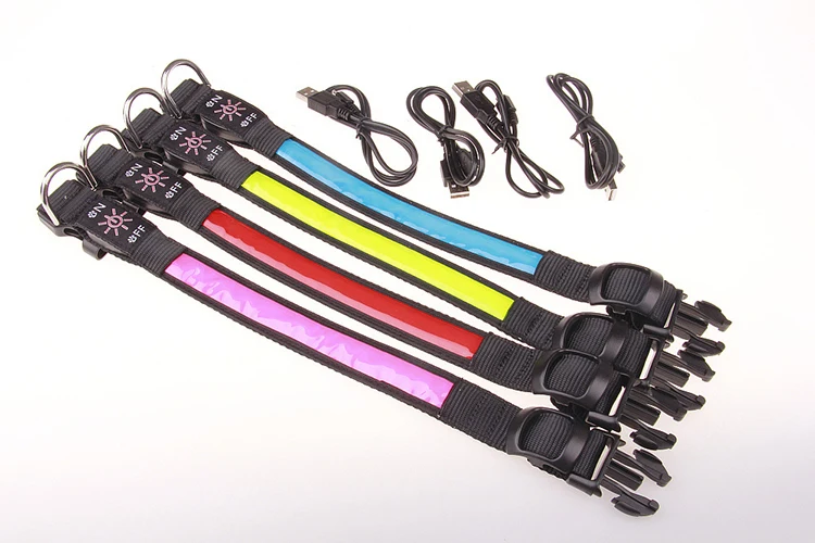 Pinkycolor USB Lade LED Hund Kragen Leucht Licht Nacht Sicherheit Reflektierende Leder Glühenden Kragen Für Hunde Haustiere Wiederaufladbare – Detail 20