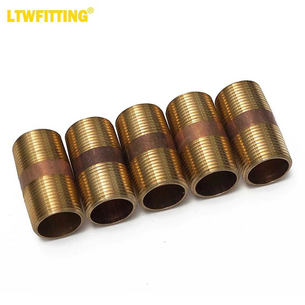 

LTWFITTING Red Brass Pipe Fitting, Nipple, 3/4" NPT Male X 2" Length (Pack of 5)