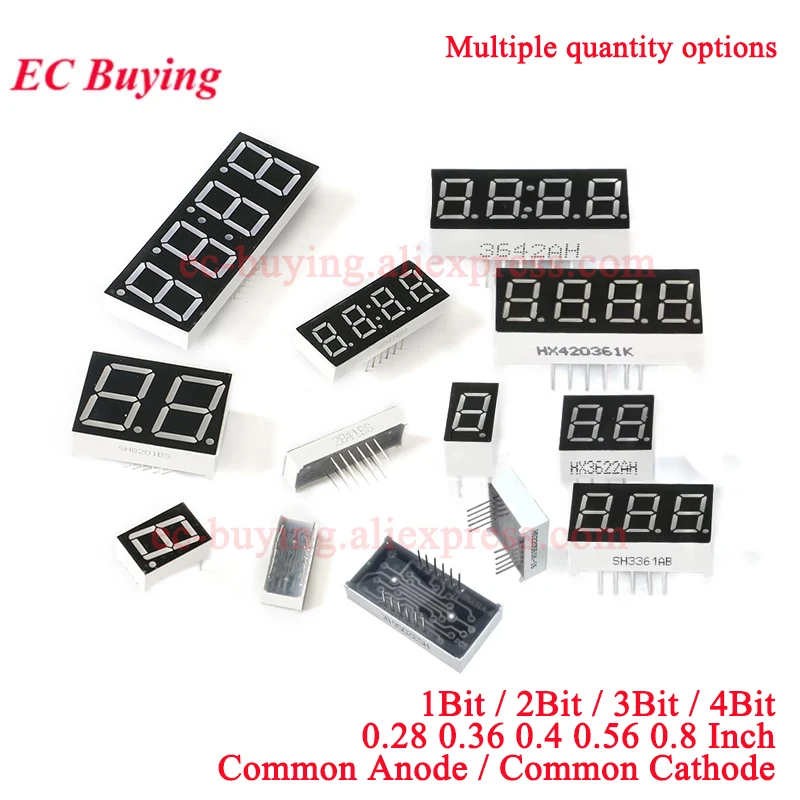 1Pc-10Pcs 0.28 0.36 0.4 0.56 Inch Digital Tube LED Display 1Bit 2Bit 3Bit 4Bit Clock Digit Common Anode Cathode 7 Segment 0.36