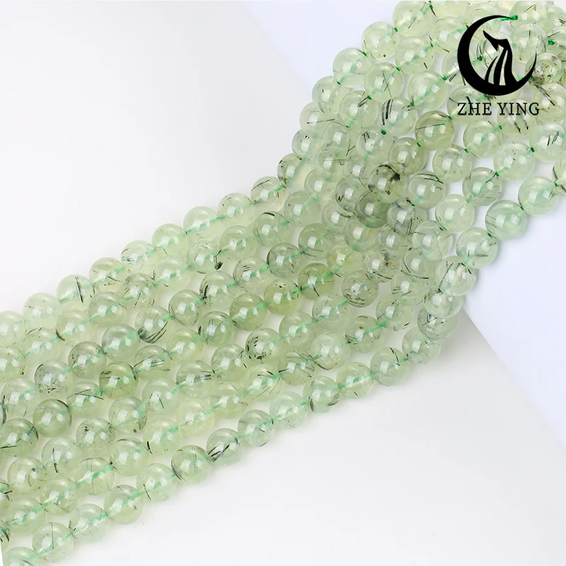 Zhe Ying 100% Prehnite Stone Beads Round Smooth Natural Gemstone Beads for Bracelet Making Diy Accessories