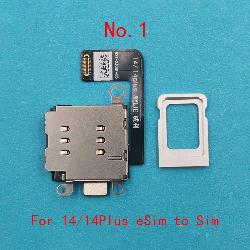 Wylie Esim Convert To Dual Sim Card Flex Ca‮lb‬e for iPhone 15/15Plus/14 Pro Max/Plus/14Pro Esim to Single Card Reader Slot Tray