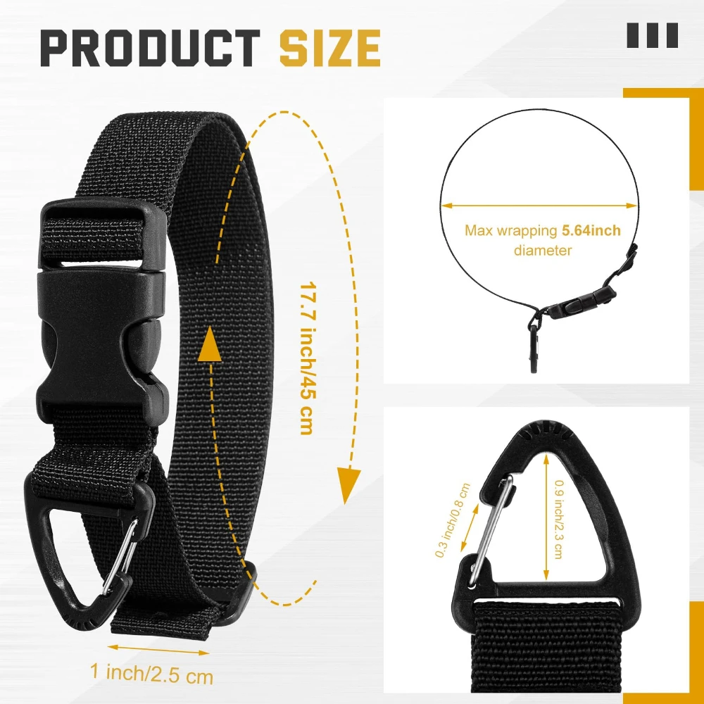45cm Black Adjustable Extension Cord Organizer with 3-Axis Buckle - Heavy-Duty Storage Strap for Workshop & Garage Organization