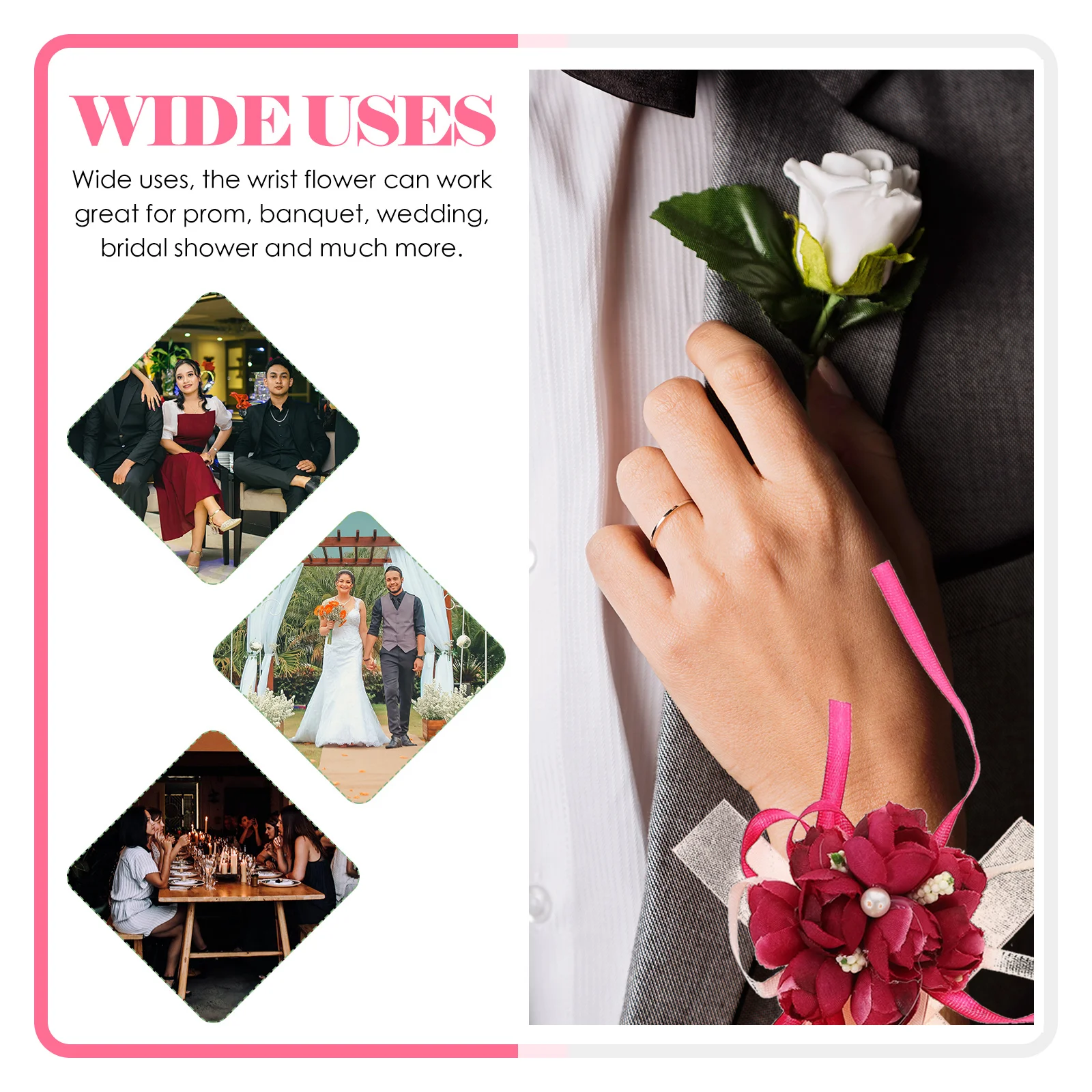 

Dance Hand Flowers Prom Decorations Bridesmaid Wrist Ornament Bracelet Party Wedding Accessories