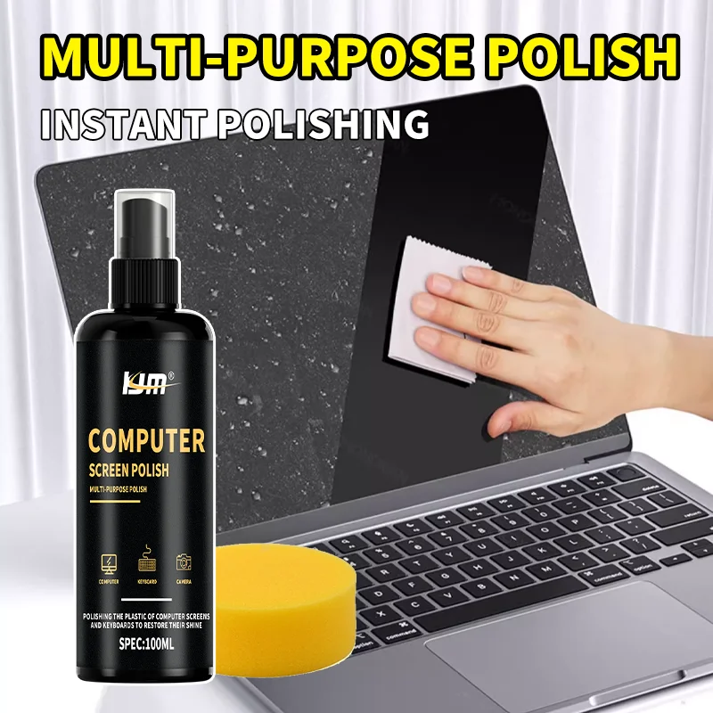 KJM Computer & Electronic Polish Spray 100ml - For Screens, Keyboards, Camera, Phones, Quick Cleaning & Shine Restoration, Safe