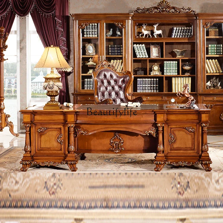 

American all solid wood desk home European office boss table