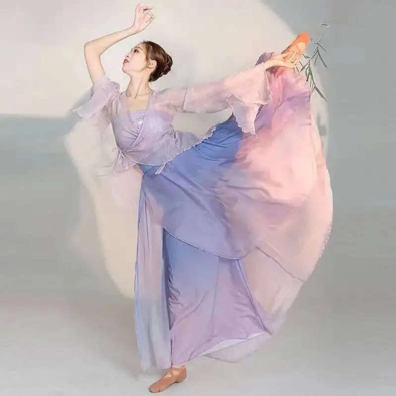 Classical Dance Costume Gradual Suit Fairy Daily Practice Dress Loose Flowing Gauze Chinese Dance Performance Stag Dancewear - view 2