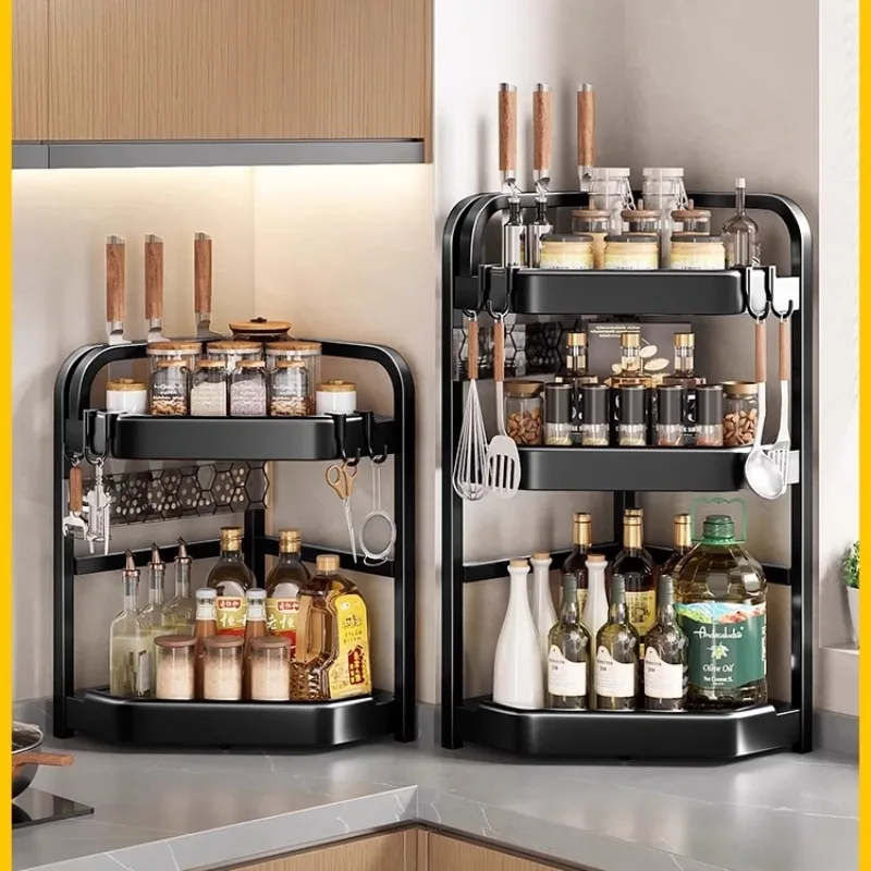 

Kitchen Multifunctional Shelf Countertop Corner Triangle Seasoning Rack Knife Rack Fast Cartridge Storage Rack