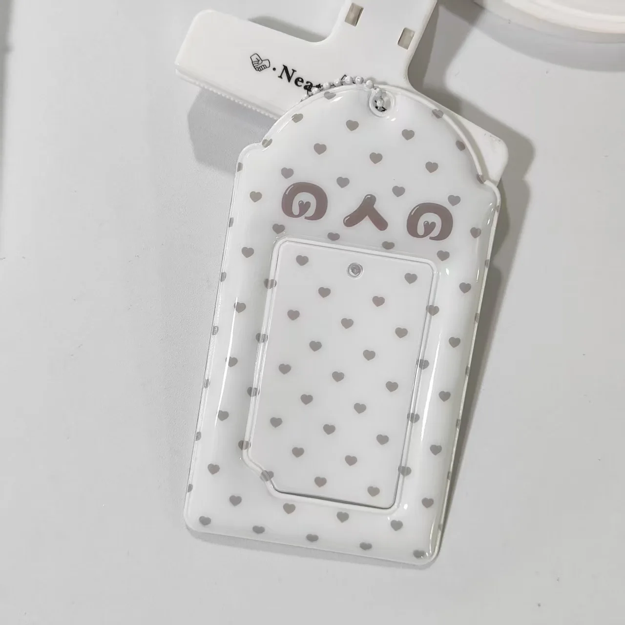 2pcs Cute Emoji Text Card Holder Heart Polka Dot Simple Student 3 Inch Kpop Photocard Case Pendant image 5