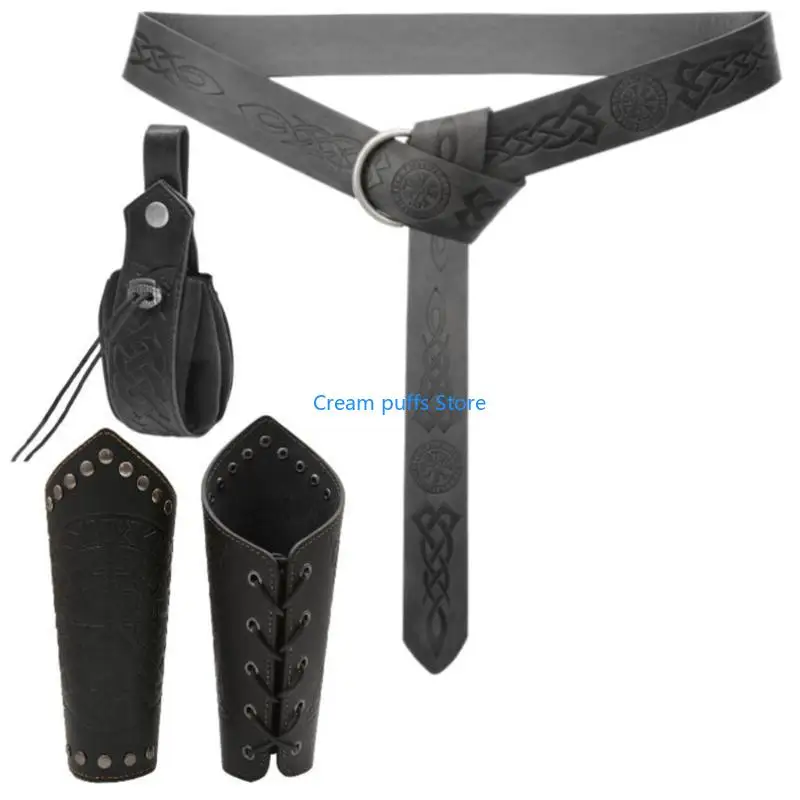 50le 4 pc's/set PU lederen taille tas armbracers riem middeleeuwse kostuumset Halloween -accessoires