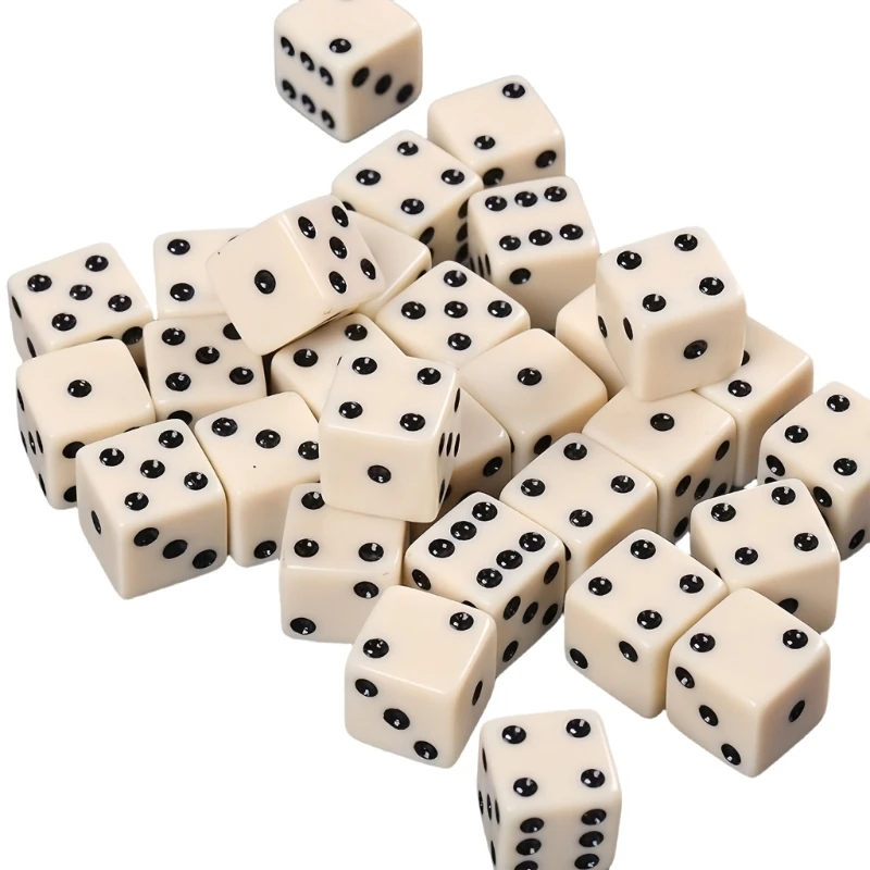 

50Pcs 1.2cm Accuracy Highlighted Die Turbid Cream Colored Strong Acrylic Cuboids For Worktop Play And Probability Learning