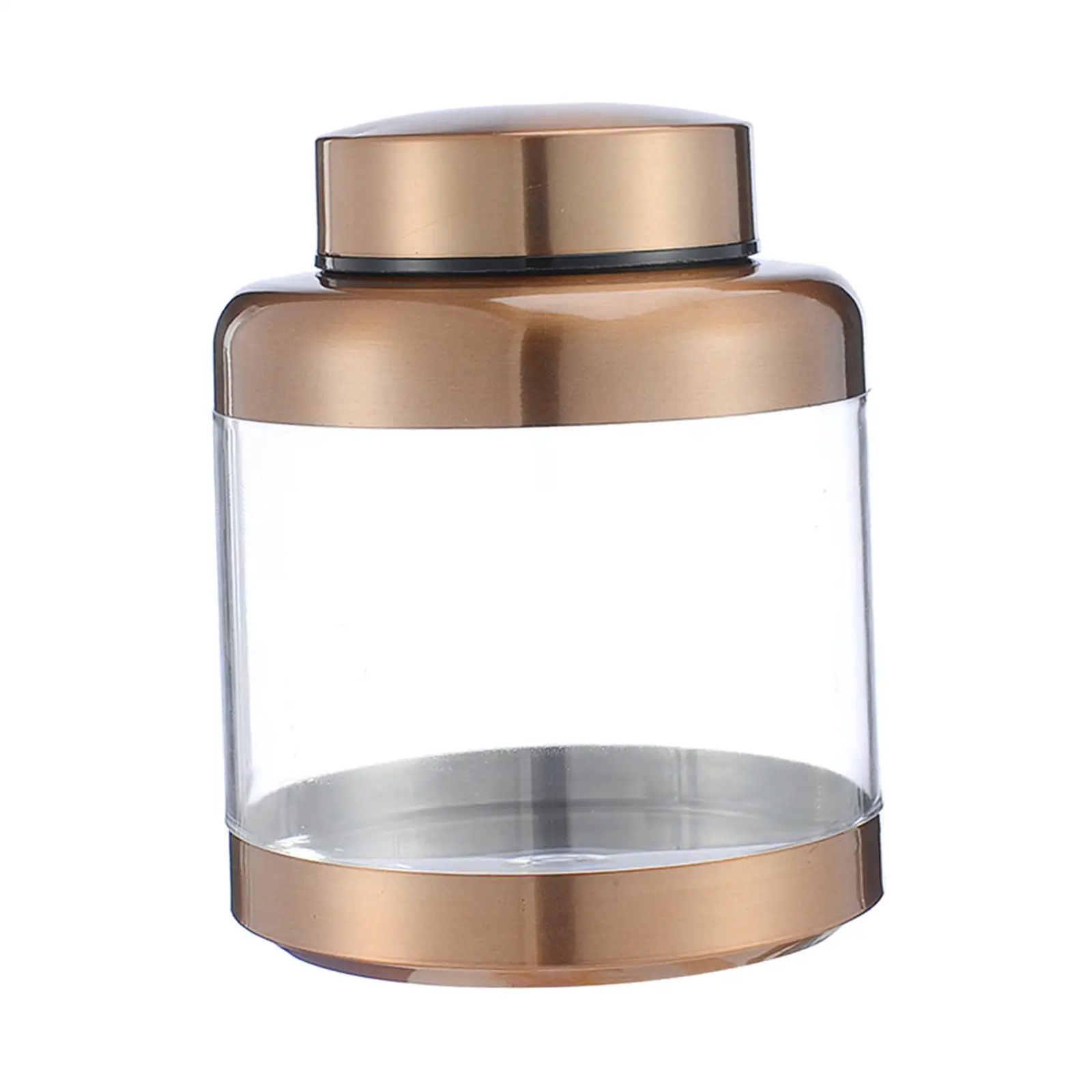 Round Gold Stainless Steel Kitchen Canister with Airtight Lid for Snacks Cereal