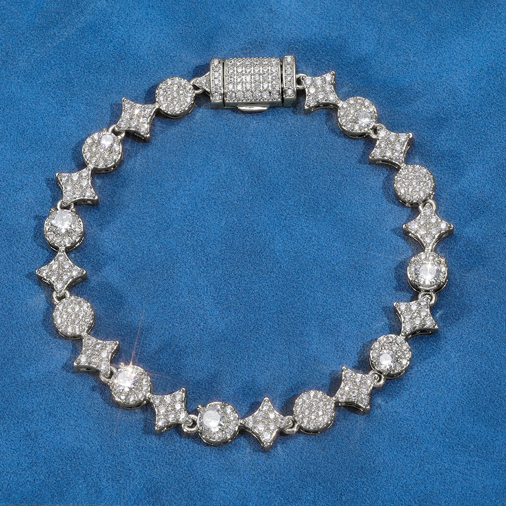 

Hip Hop Accessory 6mm Star Tennis Bracelet Brass Iced Out AAAAA Cubic Zirconia Luxurious High End Men's and Women's Jewelry Gift