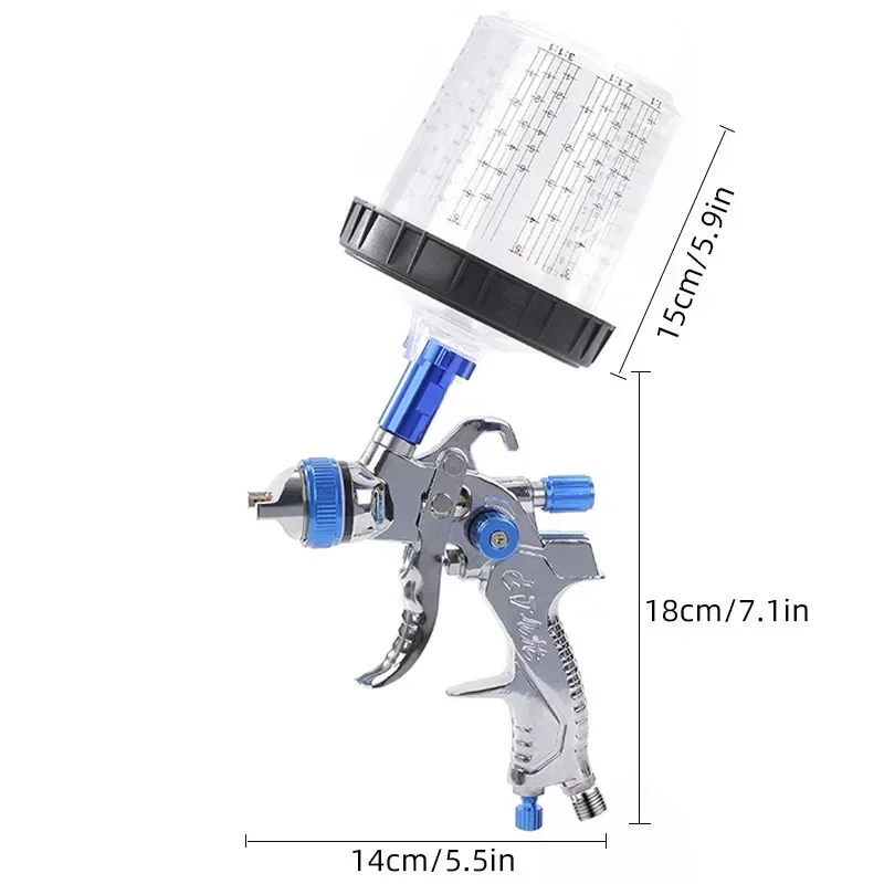 

Pneumatic Spray Gun Automotive High Atomization Spray Gun 10 Leave-in Pots Pressure Regulator Paint Spraying Tool 1.4/1 7/2.0mm