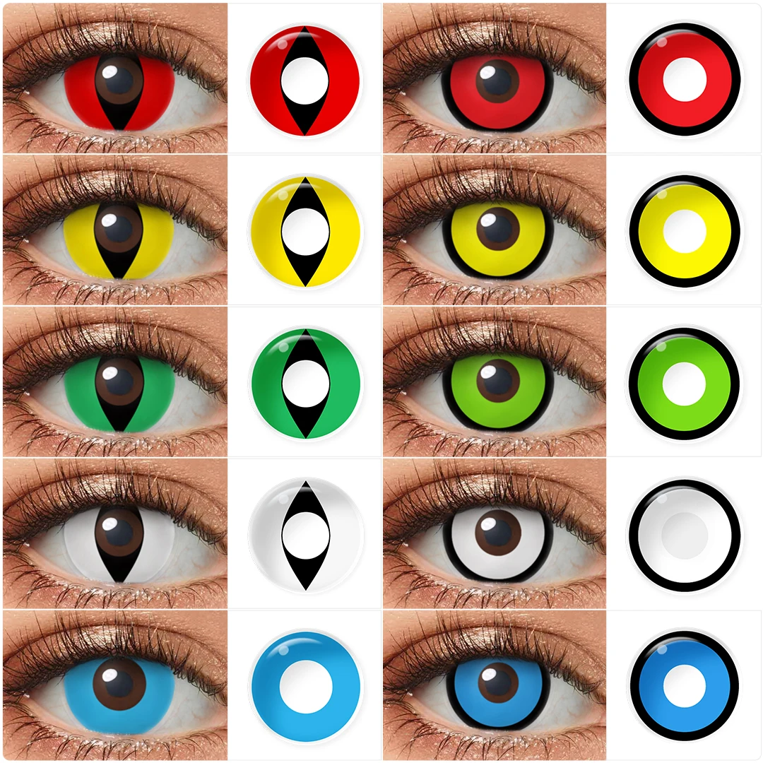 1 Pair Halloween Color Contact Lens Manson Cosplay Contact Lens Yellow Manson Cosplay Lens Red Cat Eyes Costume Contact Lenses