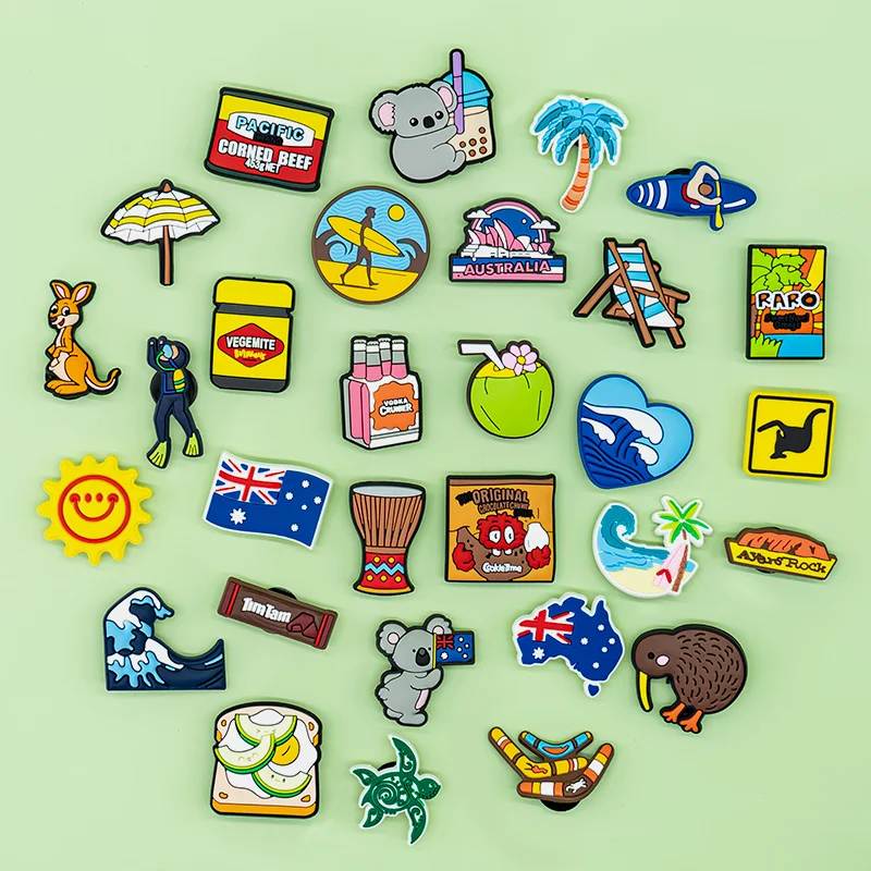 1-30PCS Australian Style Shoe Charms for Women Koala Kangaroo Shoe Accessory Decorations for Men's Sandals, Clog Buckle Gifts
