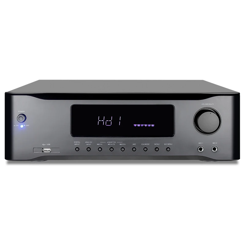 600W Powerful 9.1CH HD Home Theater AV Amplifier Receiver with FM Radio Class D Design Plastic & Metal Construction