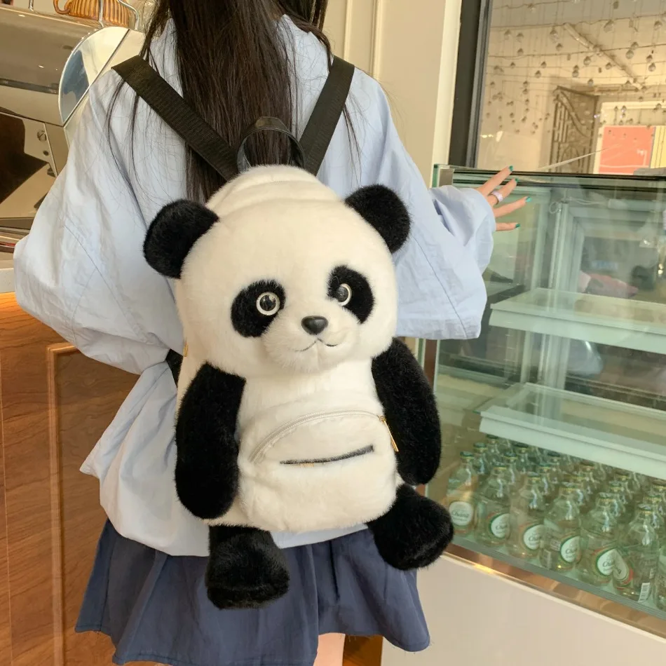 Mochila de Panda para niñas pequeñas, mochila de viaje para muñecas reutilizables, mochila de felpa de mapache, muñeco conmemorativo de Base de Panda Chengdu