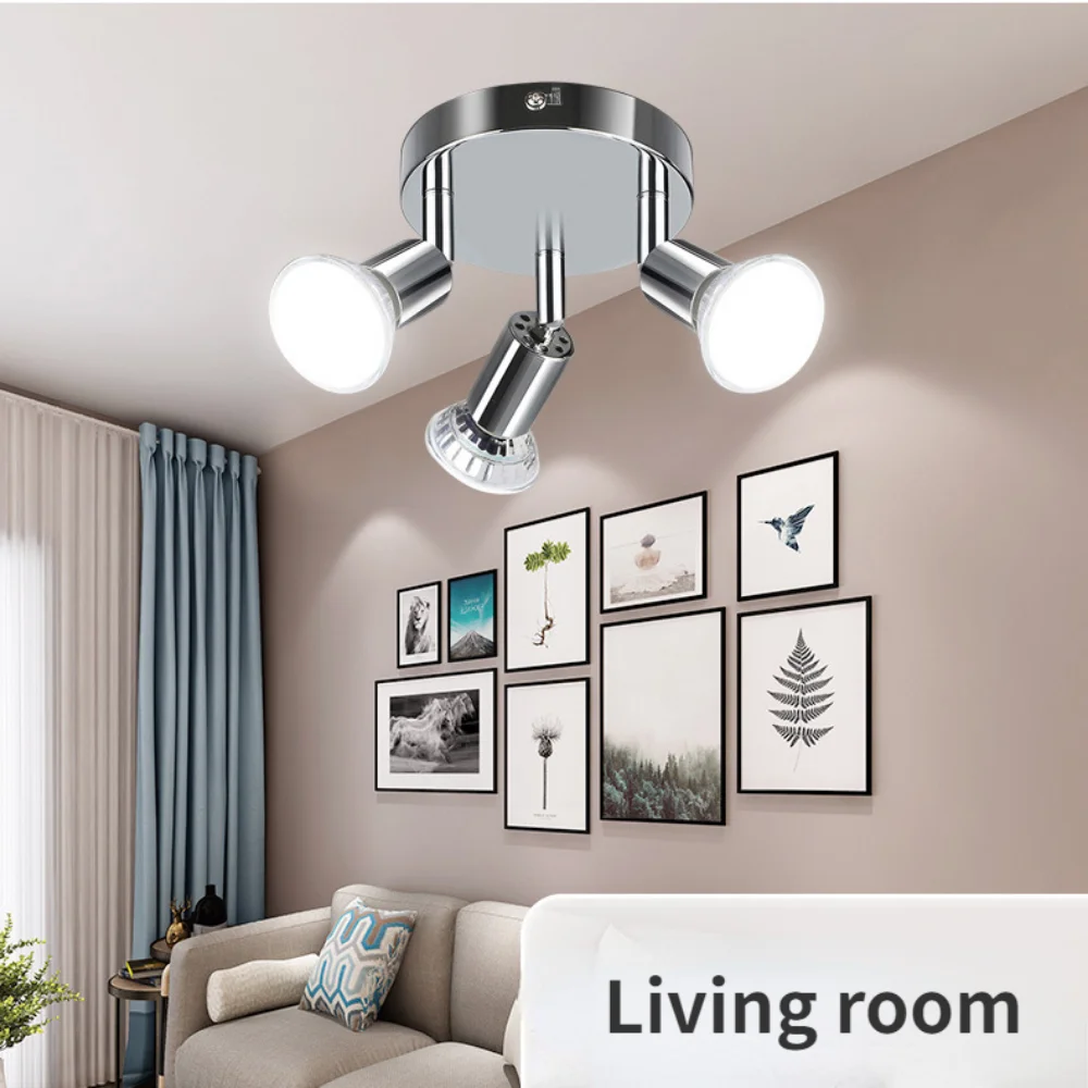 Teto LED Lâmpada Spot Lights, Superfície Montada, Chrome, Preto, GU10 Soquete, Aplicar para Indoor Living, Sala de jantar, Iluminação, 4 cabeças