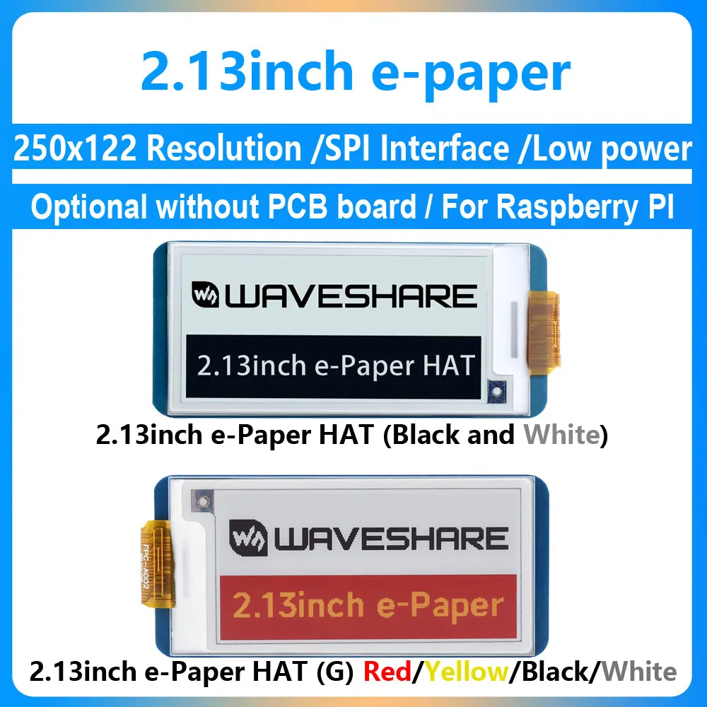 2,13-calowy wyświetlacz E-Ink HAT, 250X122Pixel E-Paper LCD do Raspberry Pi 5/4B/3B+/3B/2B/Zero/Arduino/Jetson Nano