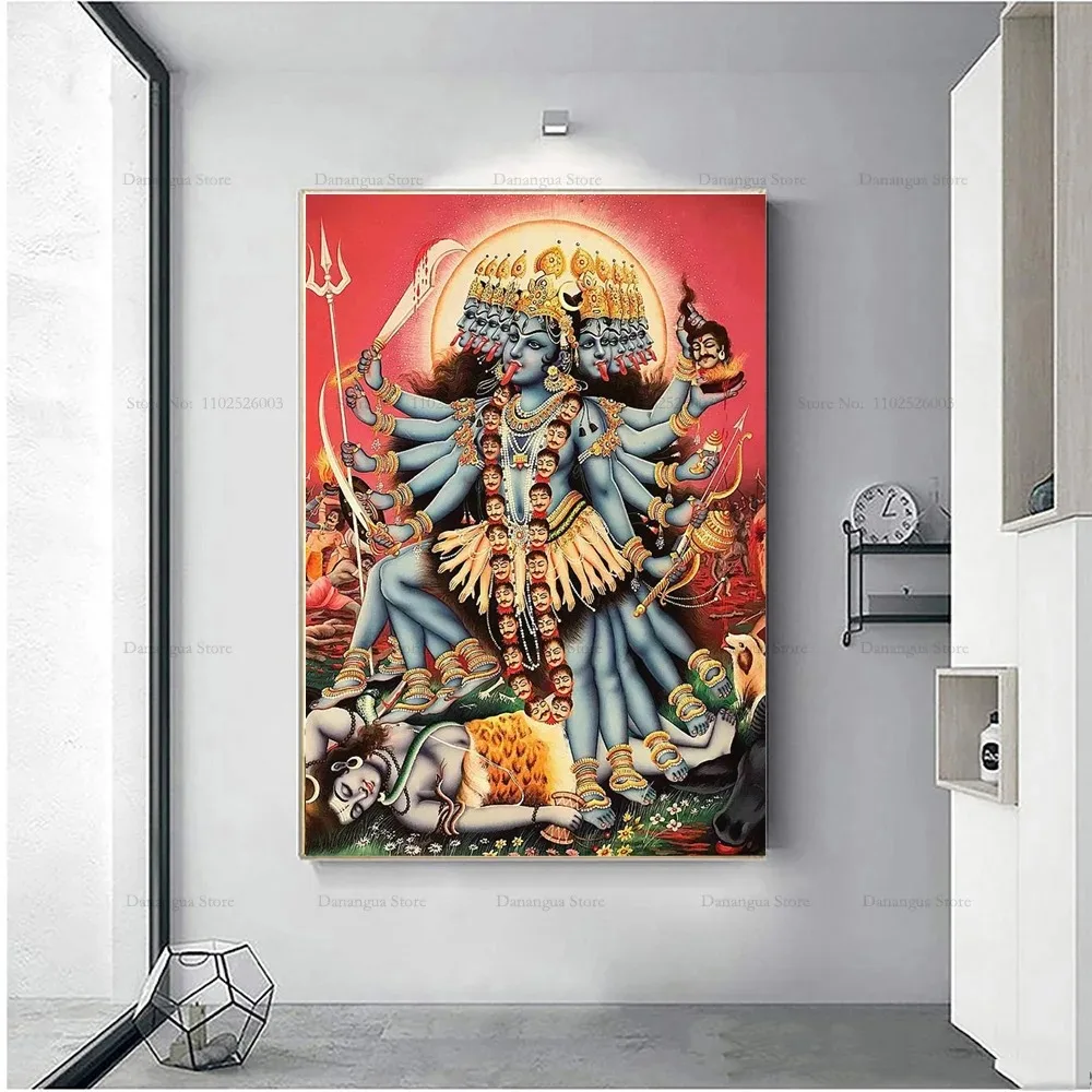 Vintage Modern Abstract Goddess Kali Jay Maa Godde Poster Poster Prints Wall Art Canvas Painting Picture Photo Room Home Decor