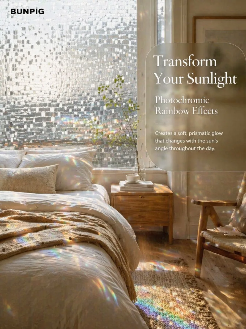 Mosaic Pattern Translucent Privacy Window Film Static Cling UV Protection Removable for Bathroom Home Office Glass