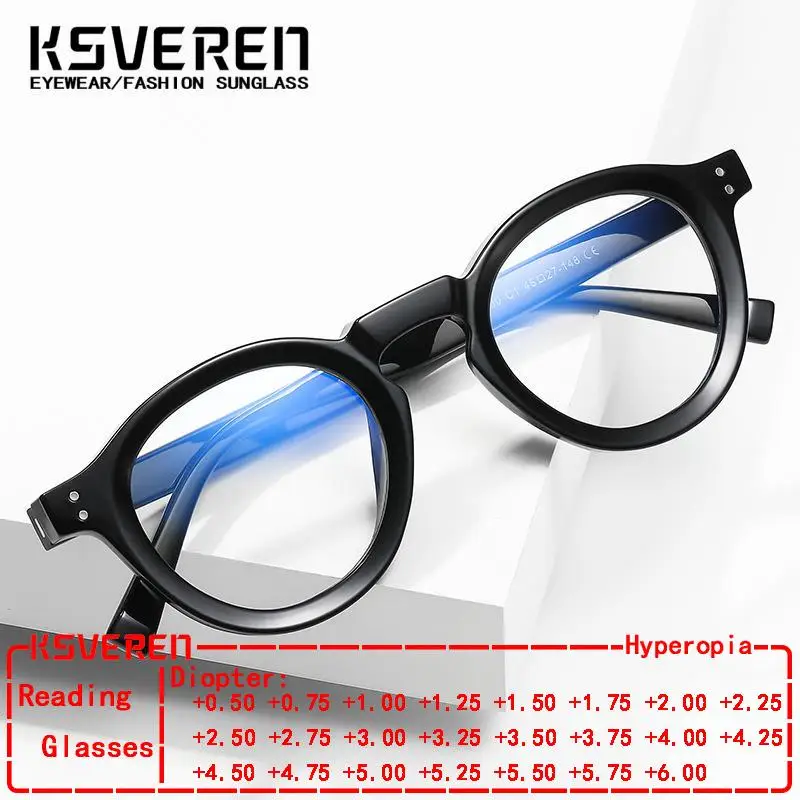 

Retro Round Anti Blue Light Reading Glasses Myopia Prescription Glasses Hyperopia for Women CR39 Optical Eyeglasses Frame