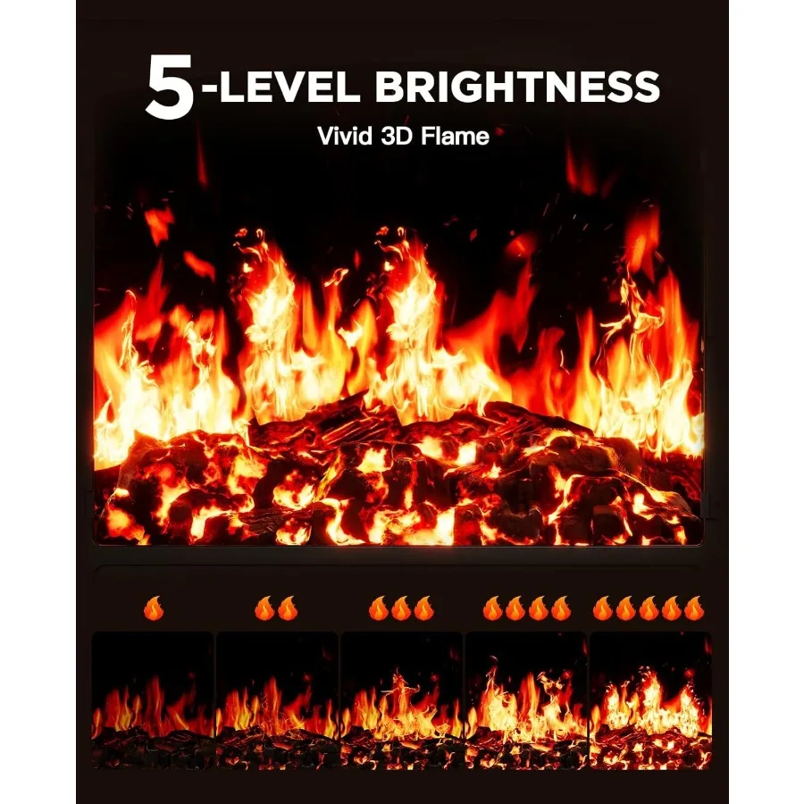 Electric Fireplace Heater for Living Room and Bedroom with Quick Heating Portable Design App and Remote Control 24Inch Corner E