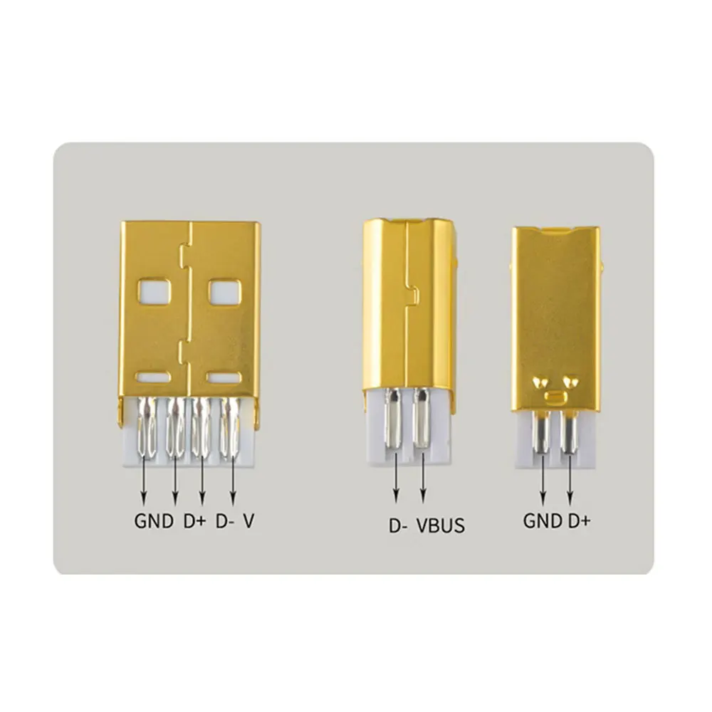 1Piece USB Data Cable DIY Type A Type B USB A USB B USB 2.0 Connector Jack Tail Sockect Connector Port Sockect Metal Casing