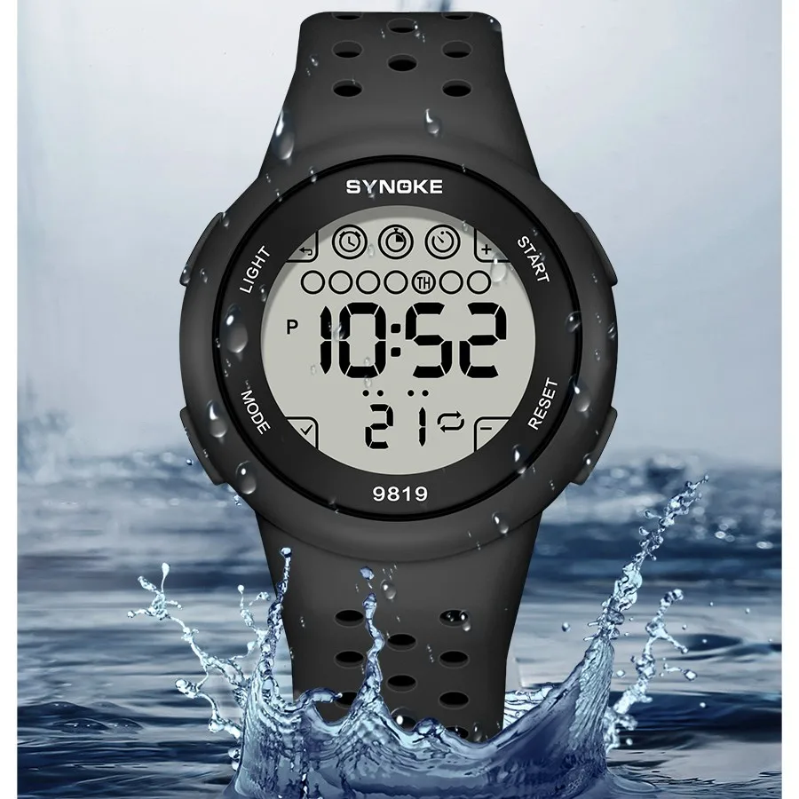 SYNOKE Men Digital Watch Sports Watches Timing Function Alarm Clock Waterproof 50M Digital Watch Military Clock Large Screen