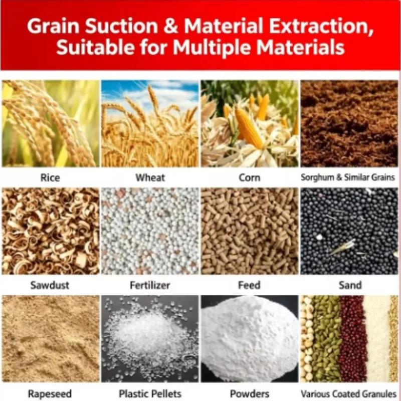 220V EU Plug Grain Suction Machine Small Household High Suction Hose Screw Grain Conveyor Feeder