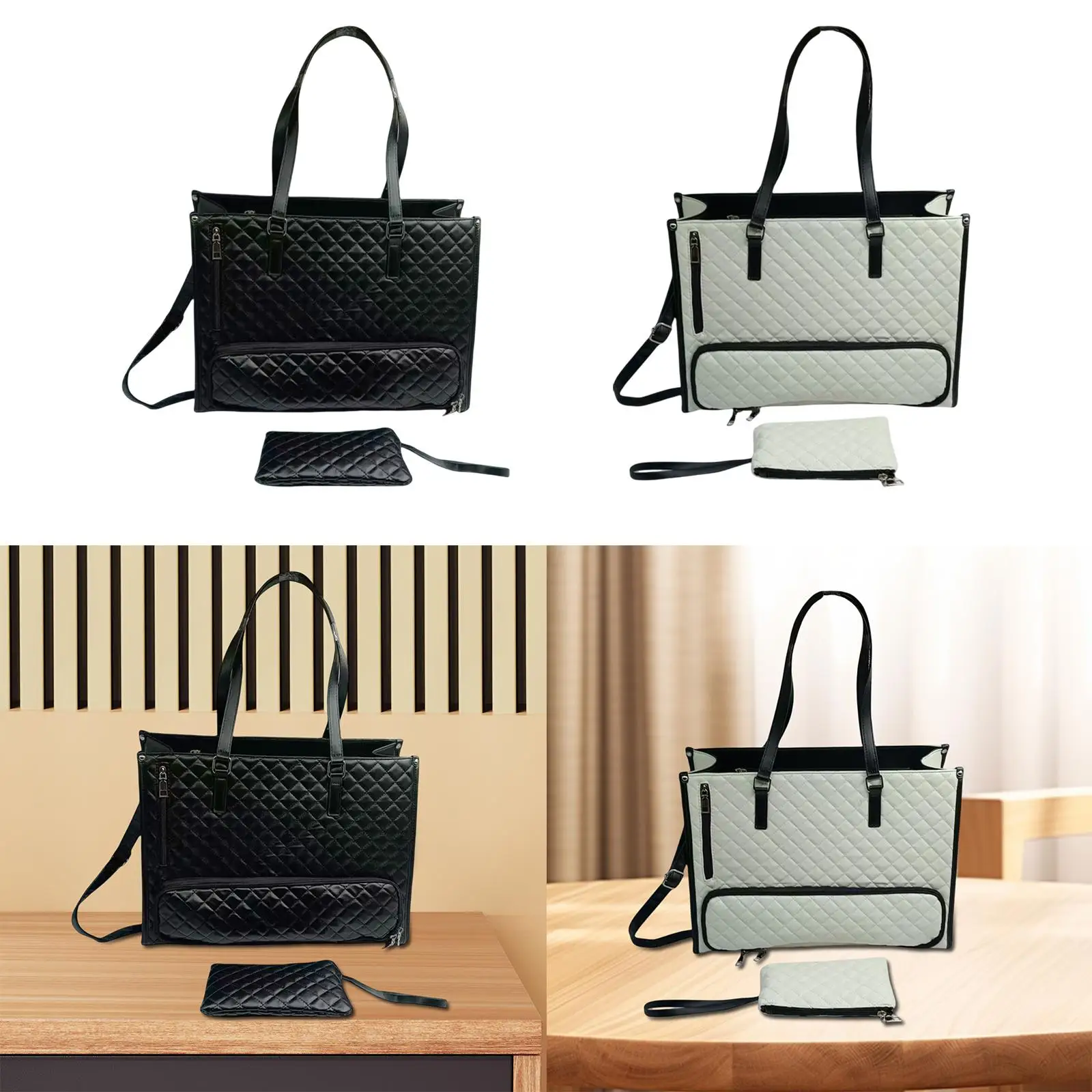 Women Tote Bag PU Leather Computer Shoulder Handbag for Travel Casual Picnic