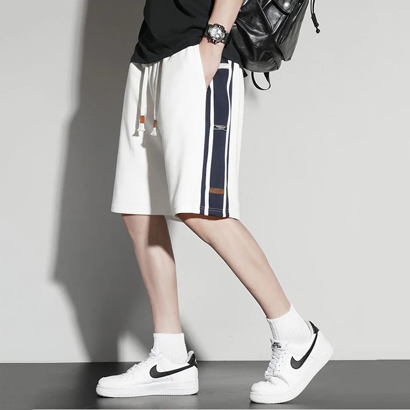 

Summer New Fashion Men Youthful Vitality Sweatpants Male Daily Versatile Black White Short Pants Loose Straight Casual Trousers