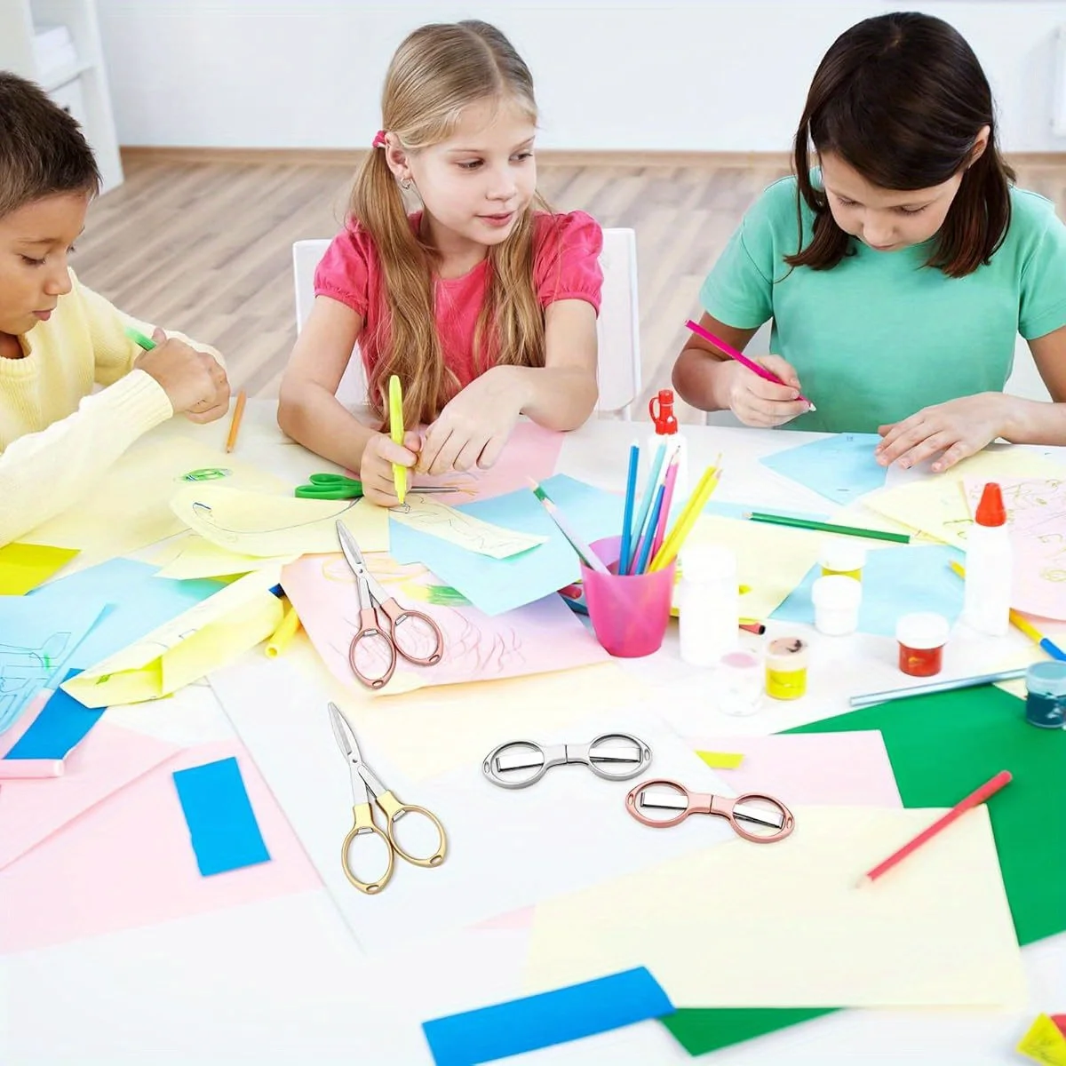 6 قطع مقص صغير قابل للطي جيب سفر محمول من الفولاذ المقاوم للصدأ قاطع حاد للممرضة