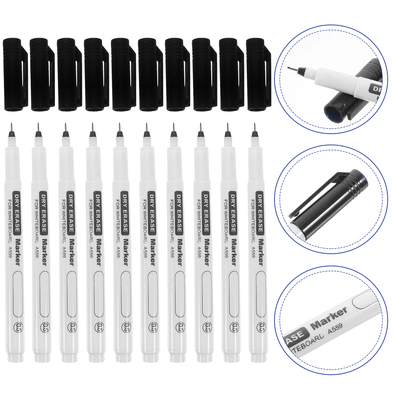10 Stück Whiteboard-Markierungsstift mit dünner Spitze, komfortables Schreiben, trocken abwischbare Marker für Klassenzimmer, Schule, Büro, Lehrer, Markierungsstift