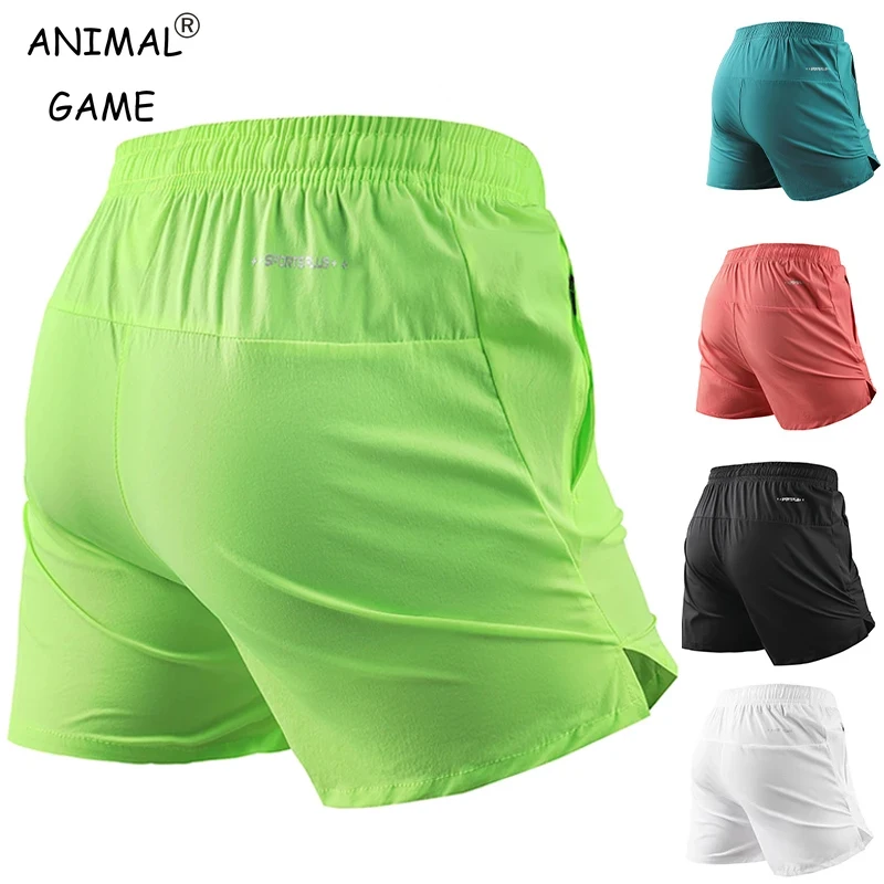 Summer Ice Silk Quick Dry Short Pants Men Breathable Sportswear Running Fitness Beach Bottoms Gym Training Zipper Pocket Shorts