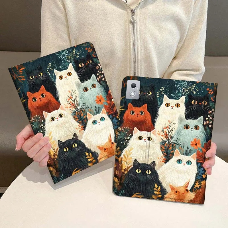 

Cartoon Cat Group Art Tablet Case For Legion Xiaoxin Pad P12 Pro Y900 GT 2023 2025 12.1 12.7 14.5 inch
