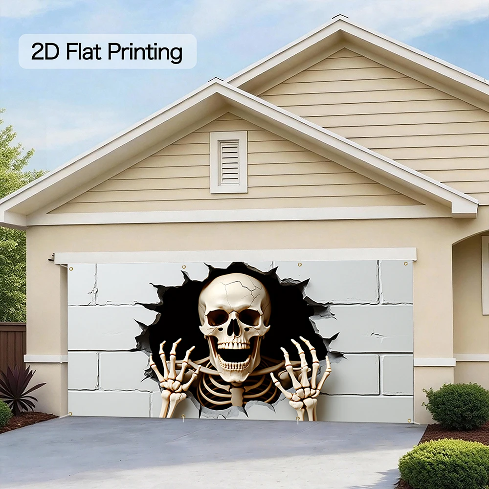 1pc Halloween Garage Door Decor Large 13x6FT Hanging Banner Outdoor/Indoor Backdrop for Spooky Party Wall & Holiday Decorations