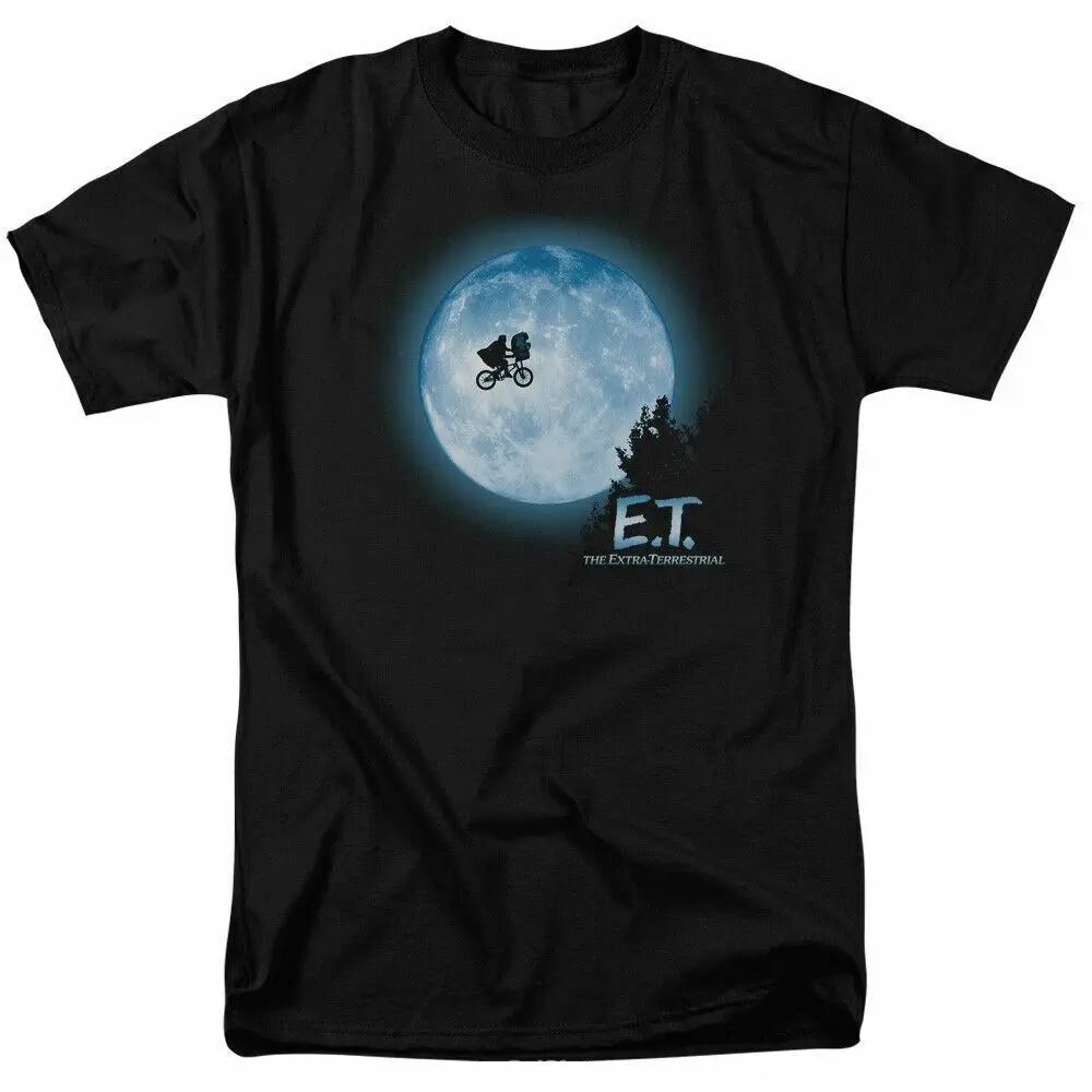 

E.T. The Extra Terrestrial Moon Scene T Shirt Mens Licensed 80s Movie Tee Black