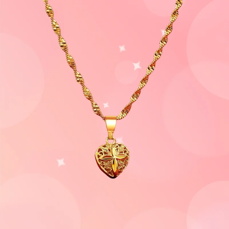 

Gift 2025 Noble AU999 gold necklace ladies pendant heart-shaped pendant 24K pure gold Korean fashion female jewelry