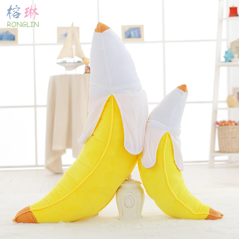 Travesseiro de pelúcia de banana amarela, 50 ~ 120cm, meio descascado, almofada de frutas macias, suporte para pernas, reforço de dormir, presente de pelúcia
