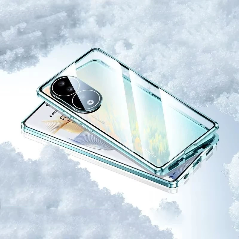 Etui na telefon z podwójnym szkłem 360 stopni chroniące przed podglądaniem, metalowe, magnetyczne, do Honor 400 300 200 100 90 70 50 Pro X40 Magic 4 5 6 7 Pro — zdjęcie produktu 2