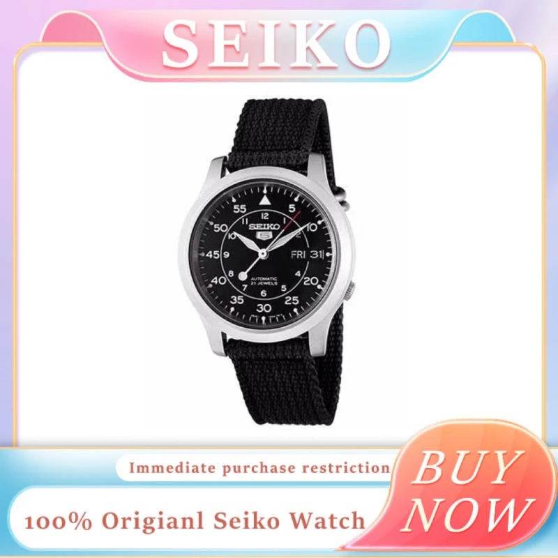 SEIKO Watches SNK805 for Men\'s 5 Automatic Stainless Steel SNK805 Watch with Green Canvas Mechanical Watch Mens Watches