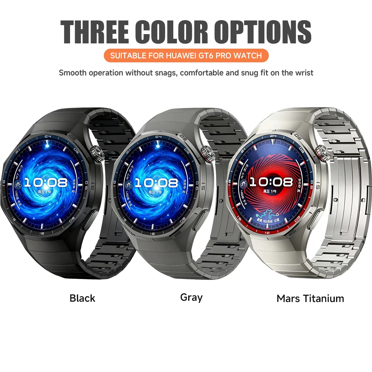 حزام تيتانيوم فاخر لساعة هواوي GT 6 Pro 46 ملم بدون فجوات سوار معدني لساعة هواوي GT6 Pro سريع الإصدار Correa
