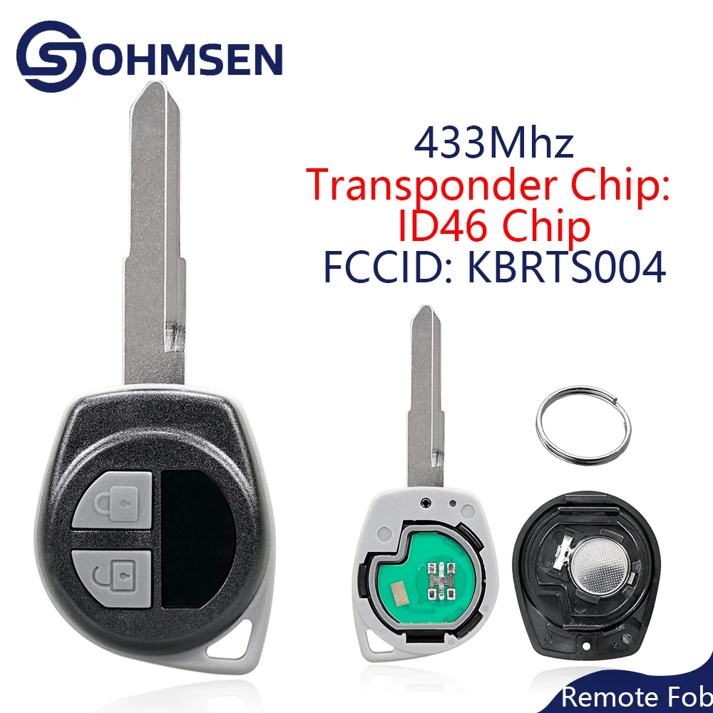 

OHMSEN For Suzuki Swift SX4 Alto Jimny Vitara Ignis Splash 2 Button Key Fob 433MHz ID46 Chip FSK Signal FCCID: KBRTS004