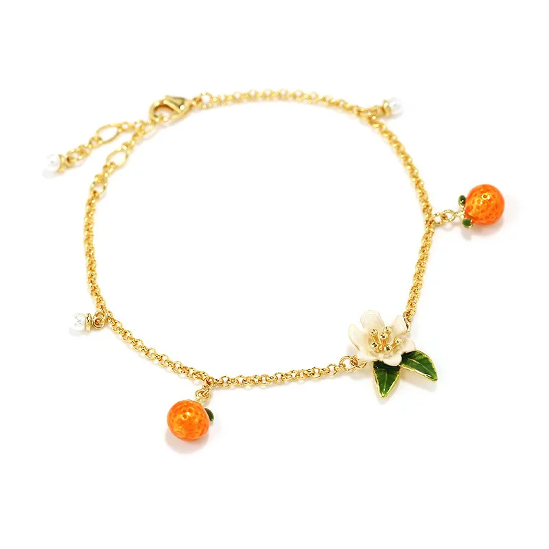 

Sweet Pink Peach Orange Bracelet Women Ins Niche Design Cute Fruit Simple Hand Ornament Fancy Bracelet Best Friend Gift Trend