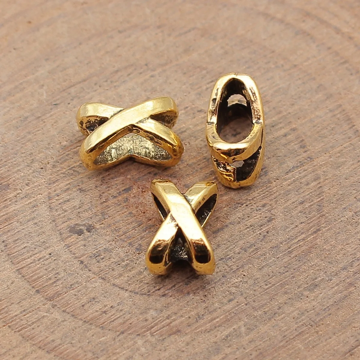 20pcs 6.4x5.6x9.9mm(0.25x0.22x0.39inch) 4 Colors X Shape Big Hole Beads For DIY Jewelry Making