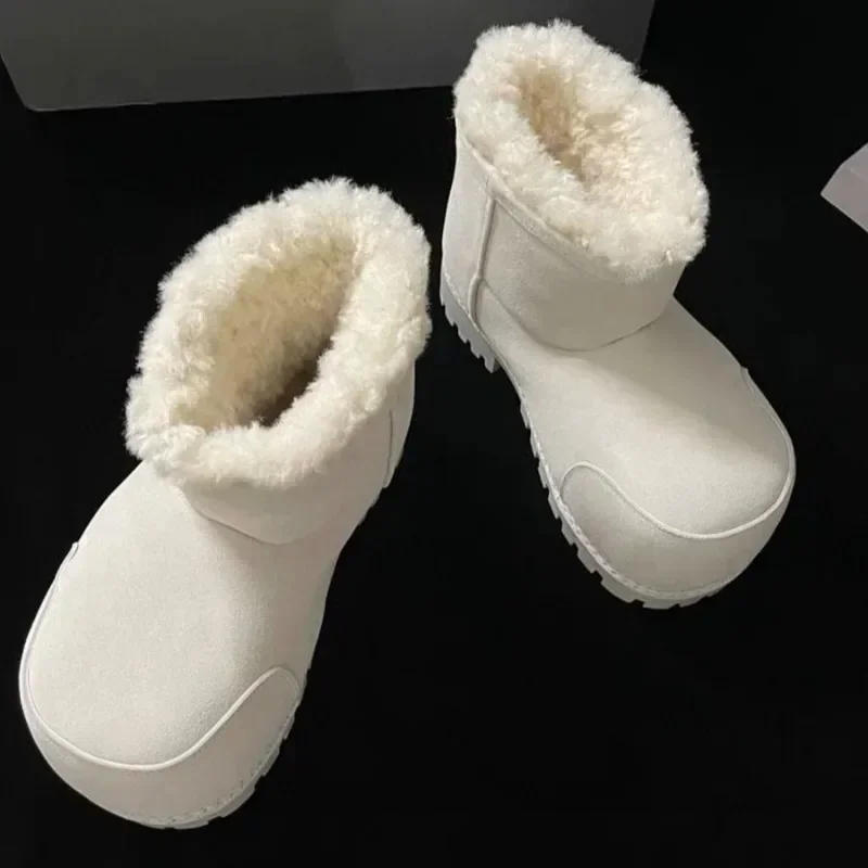 2024 nuove donne stivaletti moda pelle scamosciata classico inverno caldo peluche stivali da neve casual outdoor comodi slip-on Botas Femininas