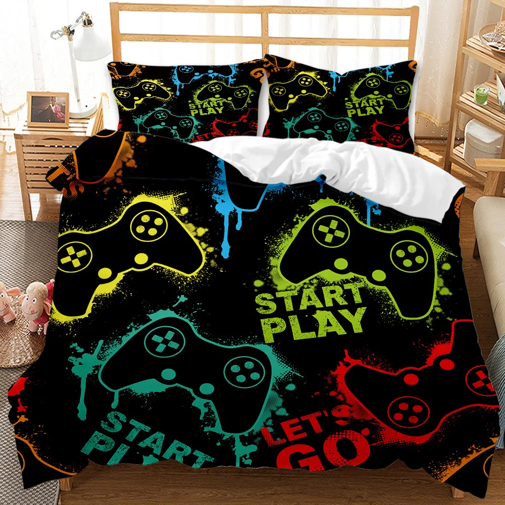 Gaming Bedding Set Gamer Room Decor Gamer Comforter Cover Boys Girls Kids Teen Video Games Twin Queen King Polyester Duvet Cover