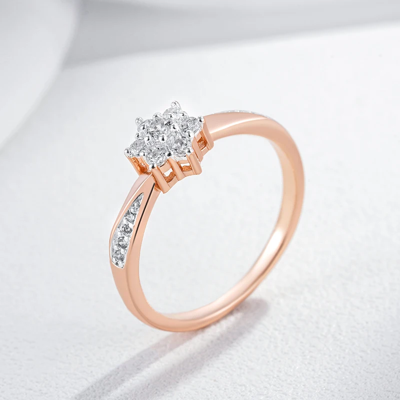 Kinel Hot Shiny Natural Zircon Crystal Flower Ring for Women 585 Rose Gold Silver Color Mix Ethnic Bride Wedding Fine Jewelry